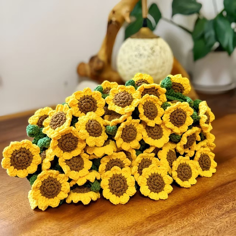 ひまわりブーケブランケット手織りウール DIY ひまわりスズランブランケットブーケかぎ針編みギフトセット|undefined