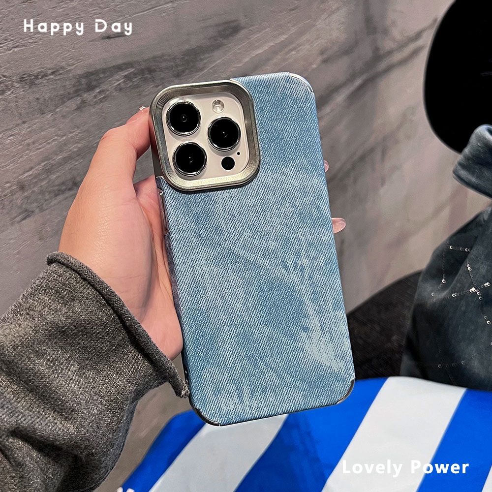 适用iPhone16手机壳按键镂空防摔苹果17贴皮牛仔纹高级感保护壳15