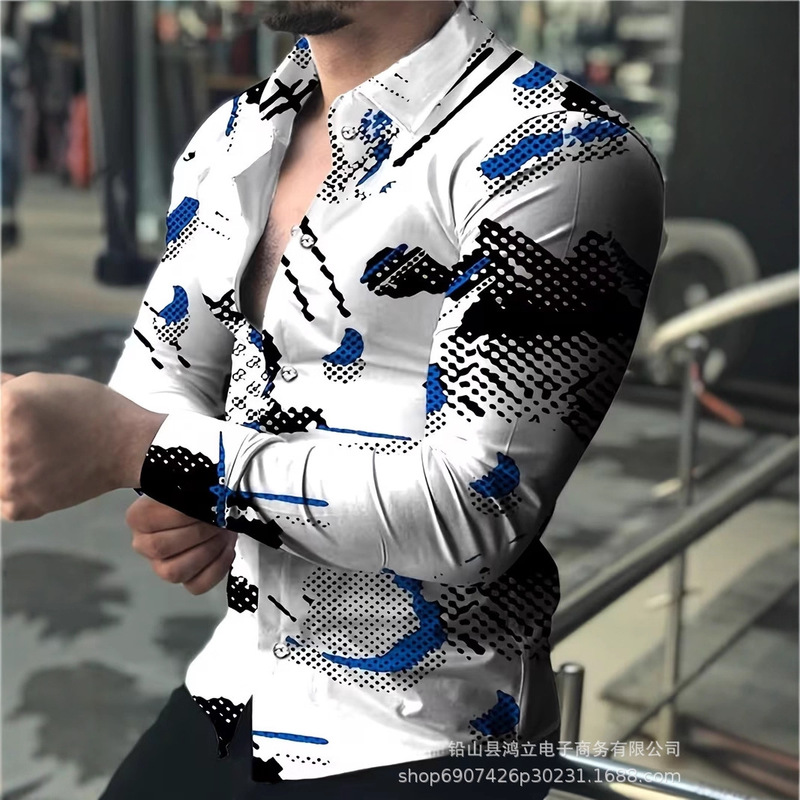 Men's Luxury Pattern Hawaiian Shirt, 3D Printed Top, Spring and Autum Casual Loose Aloha Shirt