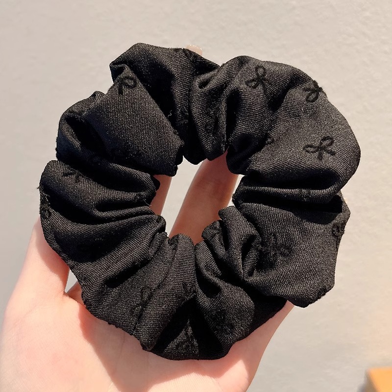 Accesorio para el cabello de estilo francés para mujer, pañuelo cuadrado simple, coletero de gran tamaño con ribete de encaje.