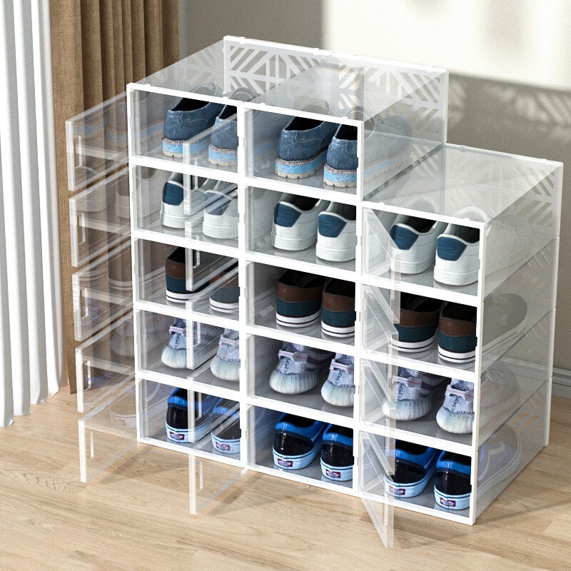 Double-Layer Dustproof Storage Box Shoe Organizer Shoe Cabinet Transparent Shoe Box Dormitory Simple Shoe Rack Home Transparent Thickened
