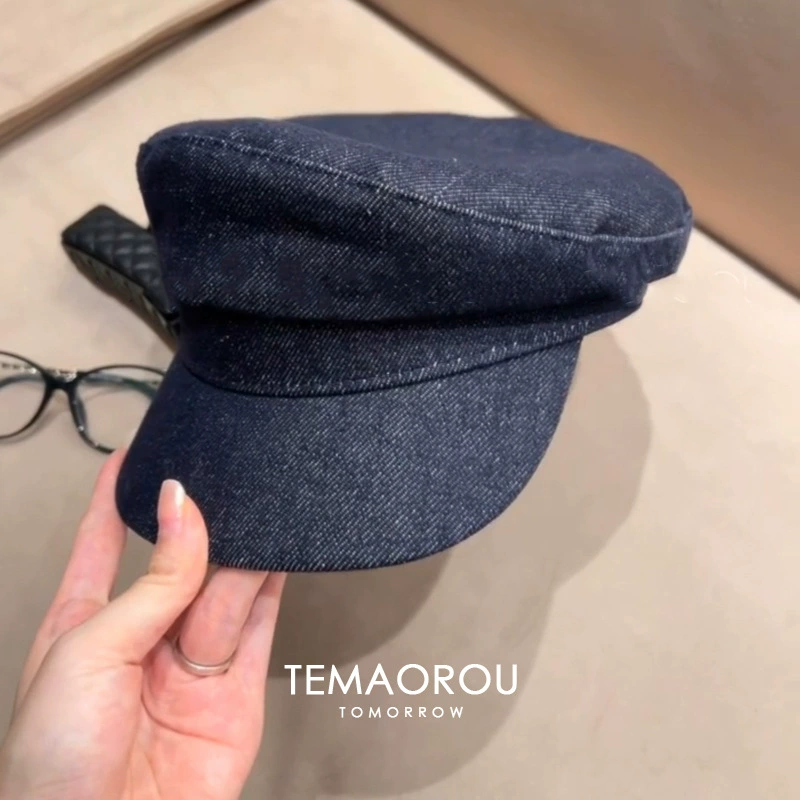 Ретро тёмные джинсовые шапка для весны и лета