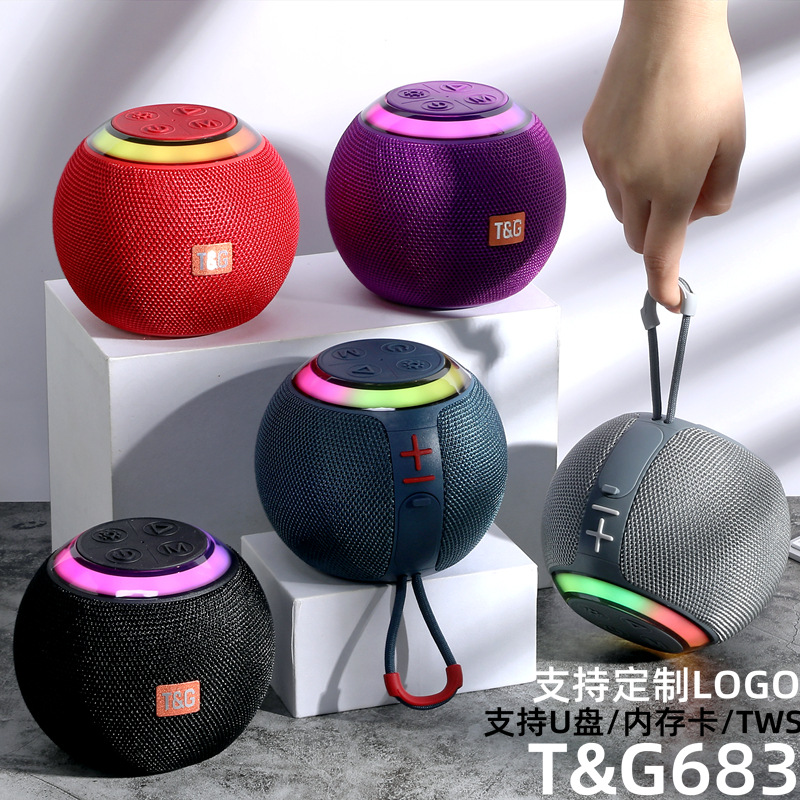 Transfronterizo nuevo TG683 altavoz redondo Bluetooth LED luz de atmósfera tarjeta portátil subwoofer Bluetooth pequeño sonido