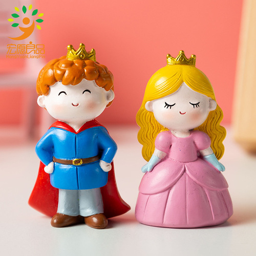 卡通王子公主蛋糕装饰插件儿童书桌床头柜饰品摆件情侣树脂礼品情