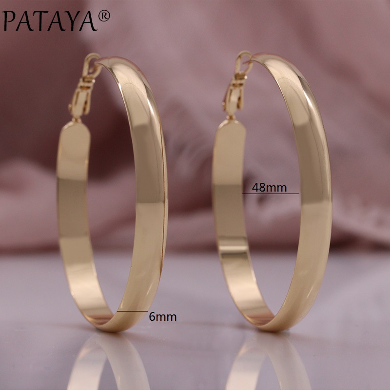PATAYA New Fashion Women's Big earrings 585 rose gold color-preserving electroplating simple all-match earrings