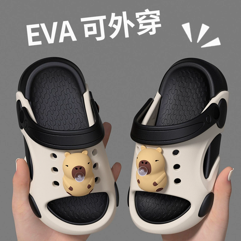 Детские тапочки, летние домашние и уличные тапочки с героями мультфильмов для мальчиков и девочек, нескользящие милые детские пляжные сандалии с мягкой подошвой