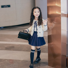 女童JK套装春秋2024新款儿童学院风秋装衣服女孩百褶裙三件套洋气