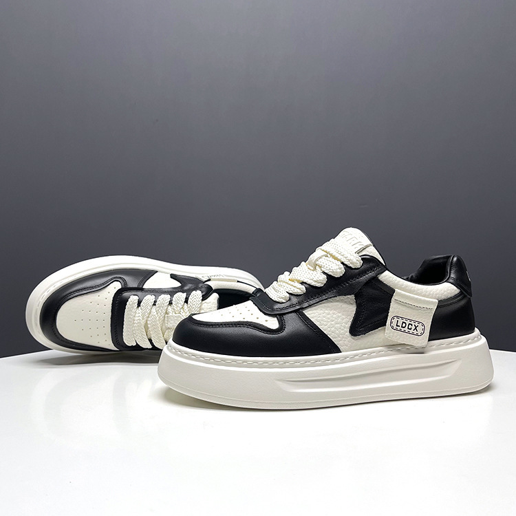 New Men's Sneakers High-End Men's Sneakers First-Layer Cowhide Trendy Casual Men's Shoes Black and White Panda Color Matching Trendy Shoes New Men's Sneakers High-End Men's Sneakers First-Layer Cowhide Trendy Casual Men's Shoes Black and White Panda Color Matching Trendy Shoes