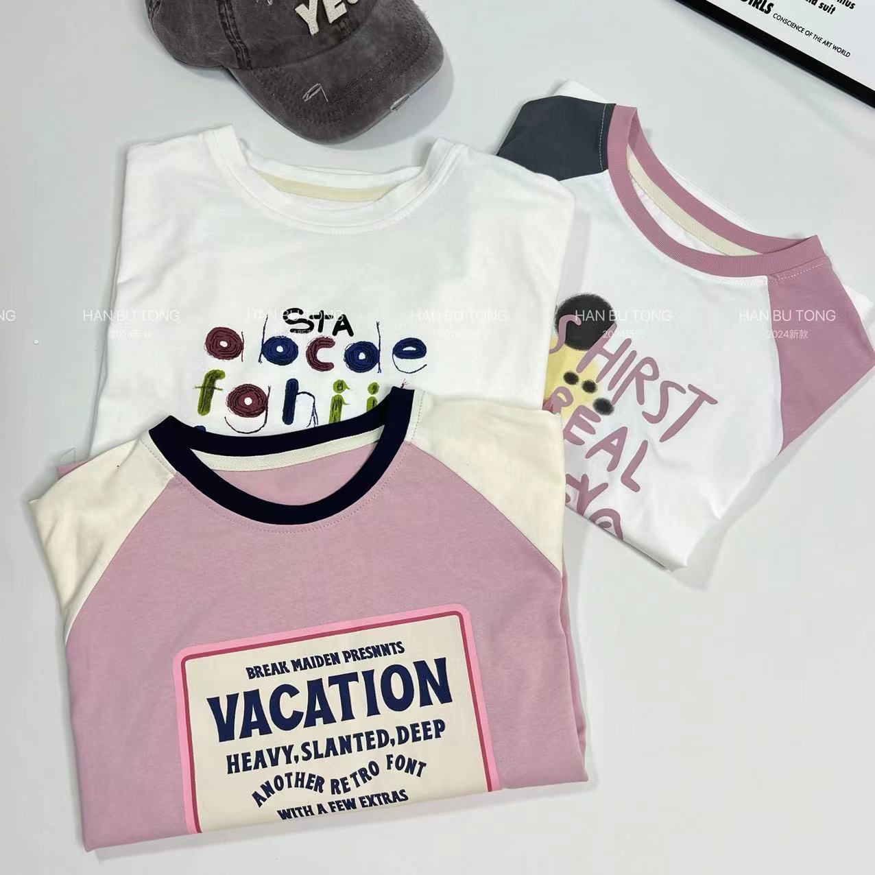 女童打底衫春秋款2024新款兒童洋氣時髦上衣春裝大童韓系長袖t恤