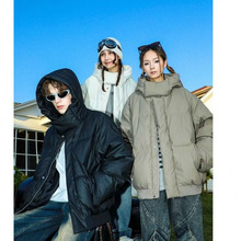 ins慵懒气质新款流行无品牌黑色短款PU皮棉服男冬季外套潮流文艺