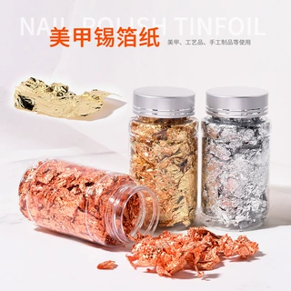 美甲饰品金箔纸金色银色锡箔碎片指甲贴纸美甲装饰彩色锡箔纸批发