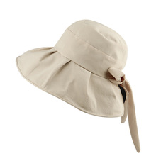 春夏季新款蝴蝶结渔夫帽休闲时装帽可折叠布帽沙滩凉帽防风韩版女