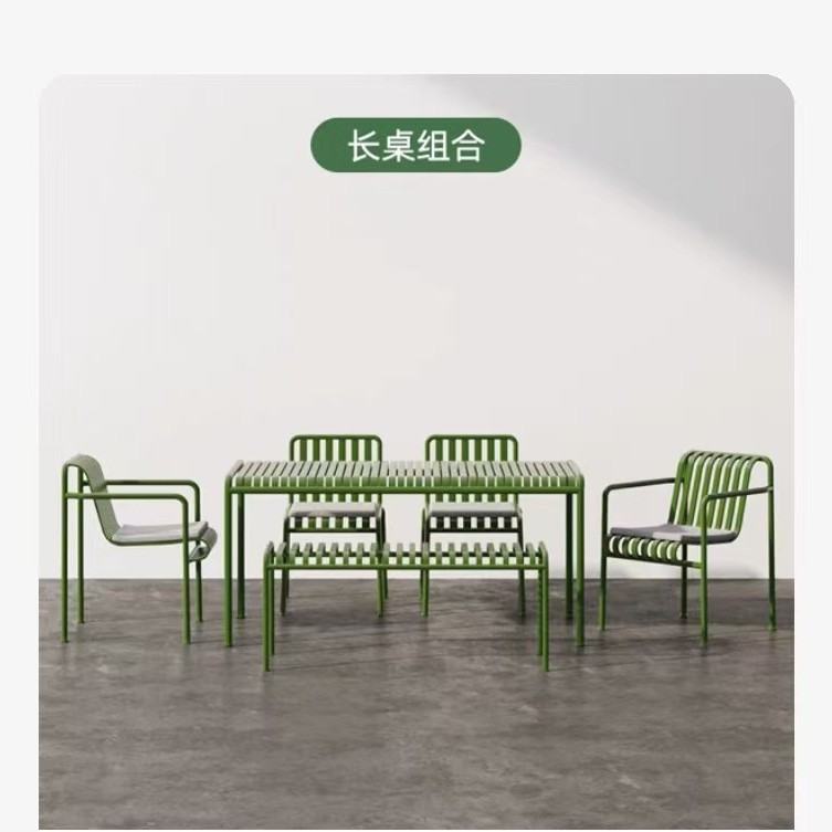户外餐桌一桌四椅组合奶茶店露天外摆长条桌椅庭院咖啡厅休闲桌椅|undefined