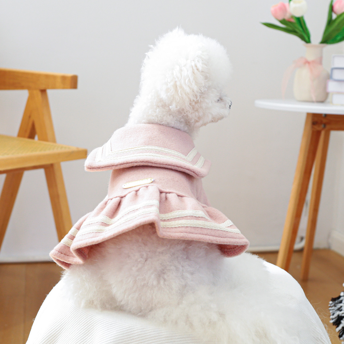 PETCIRCLE 펫써클 애완동물 의류 강아지 고양이 의상 가을 겨울 골드 라벨 한국 스타일 드레스