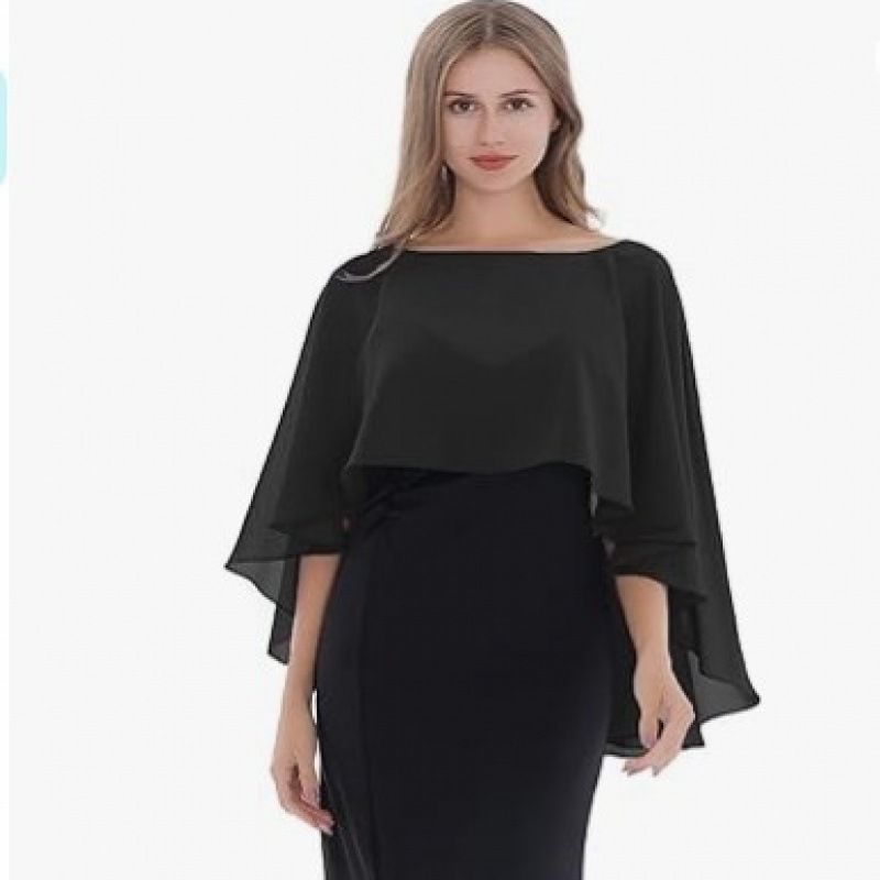 summer shiffon cloak with a round collar for bride