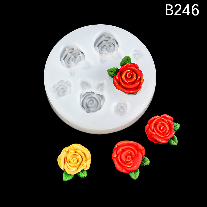 Fondant DIY Rosa molde con hojas flor resina mousse pastel mousse de chocolate decorativo aromaterapia molde