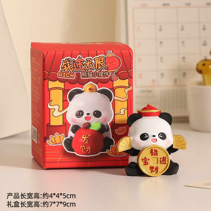 高級感小衆パンダ樹脂置物かわいいオフィスデスクトップ装飾癒しストレス解消女子プレゼント