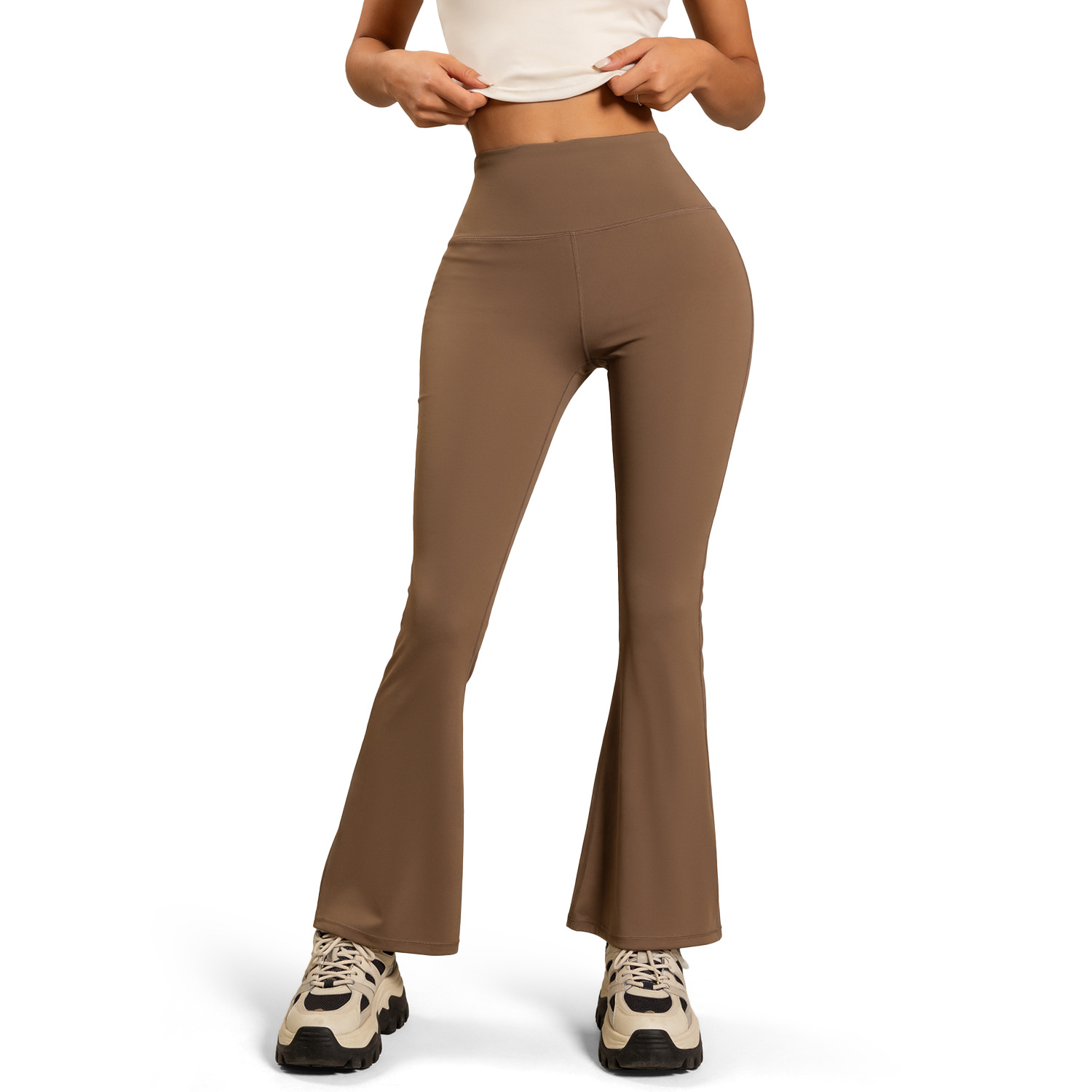Pantalones de yoga acampanados de cintura alta Juyitang, elásticos, de pierna ancha, sin costuras, ajustados, levanta glúteos, adelgazantes, para mujer