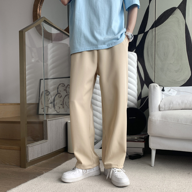 Pantalones de traje pequeño blanco pantalones cortos de hombre Pantalones sueltos de pierna ancha pantalones casuales pantalones de traje recto de otoño e invierno para hombres
