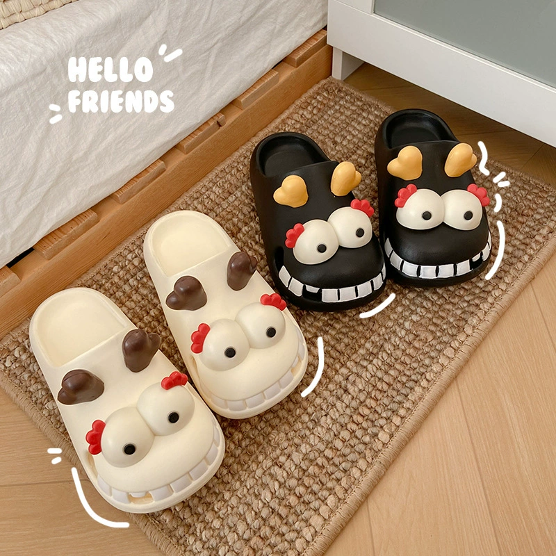 Милые смешные холодные тапочки женские толстые подошвы нескользящие пещерные туфли женские летние мультяшные драконные тапочки летние дома