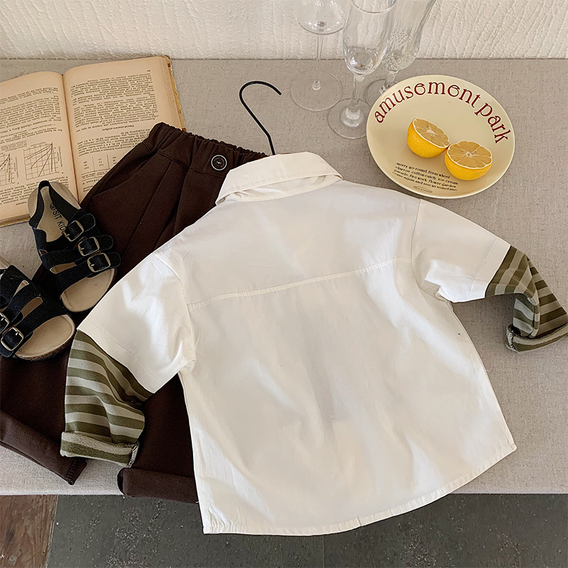 7068 Camisa de primavera para niños Camisa casual coreana de estilo occidental para niños 2025 nueva primavera y otoño hermosa camisa primavera
