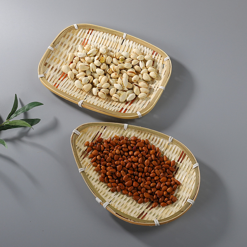bambú trenzado pastel bandeja cesta refrescos canasta de frutas canasta de bambú estilo antiguo chino canasta de productos de doble capa platos hechos a mano