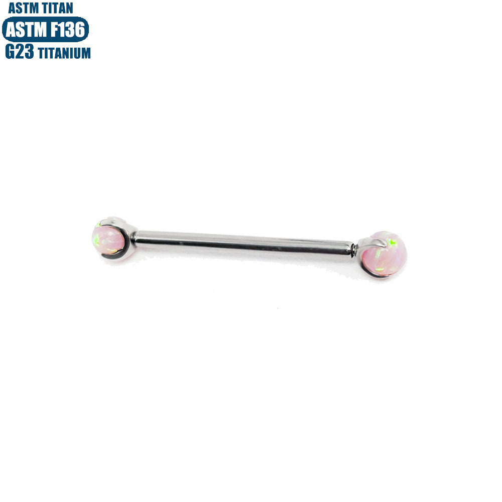 F136 Titanium Opal Lip Tongue Barbell 16G Internally Threaded Body Piercing Jewelry Straight Bar detail image 7