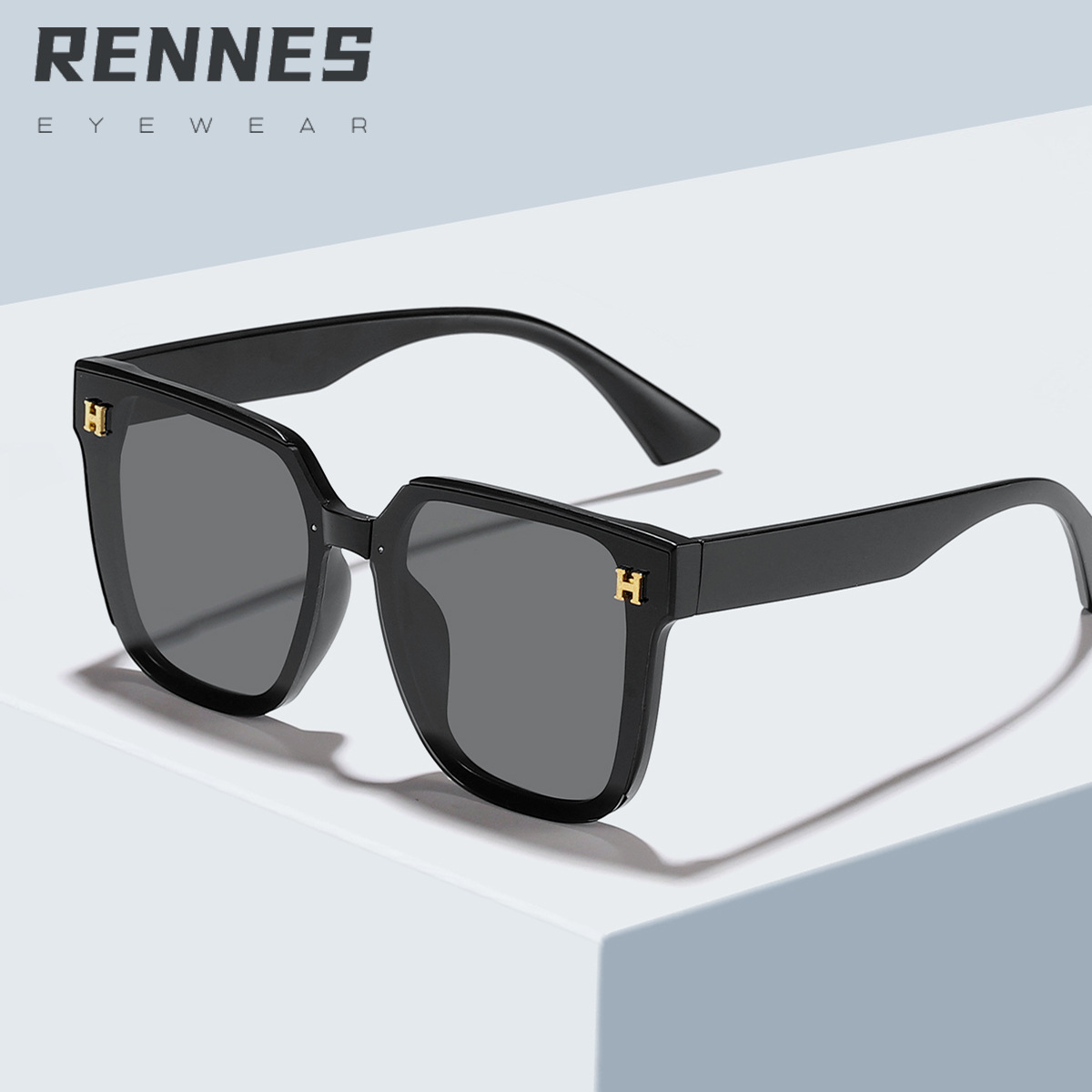 2024 nuevas letras simples transfronterizas, marco generoso, gafas de sol de moda, sombrilla al aire libre para mujer, gafas de sol ligeras de todo fósforo