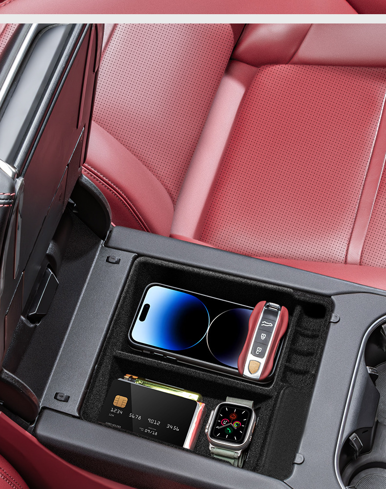 Suitable for Porsche Cayenne Armrest Box Storage Box Cayenne Central Compartment Storage Box Car Interior Supplies