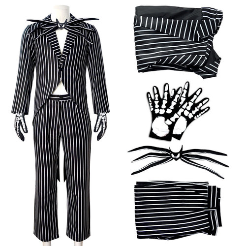 The Nightmare Before Christmas Jack Cos Suit Skeleton Jack Men's Complete Set Christmas Halloween Costume