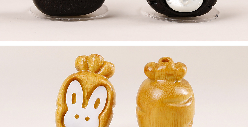 Ebony wood inlaid with cartoon white mother-of-pearl accessories for DIY personalized jewelry, Buddhist beads, bracelets, necklaces, pendants, and spacer beads