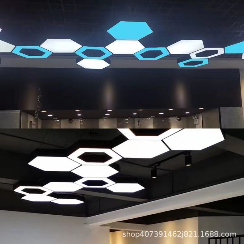 造型灯圆形创意六边形办公室灯LED店铺商用教室健身房吊灯