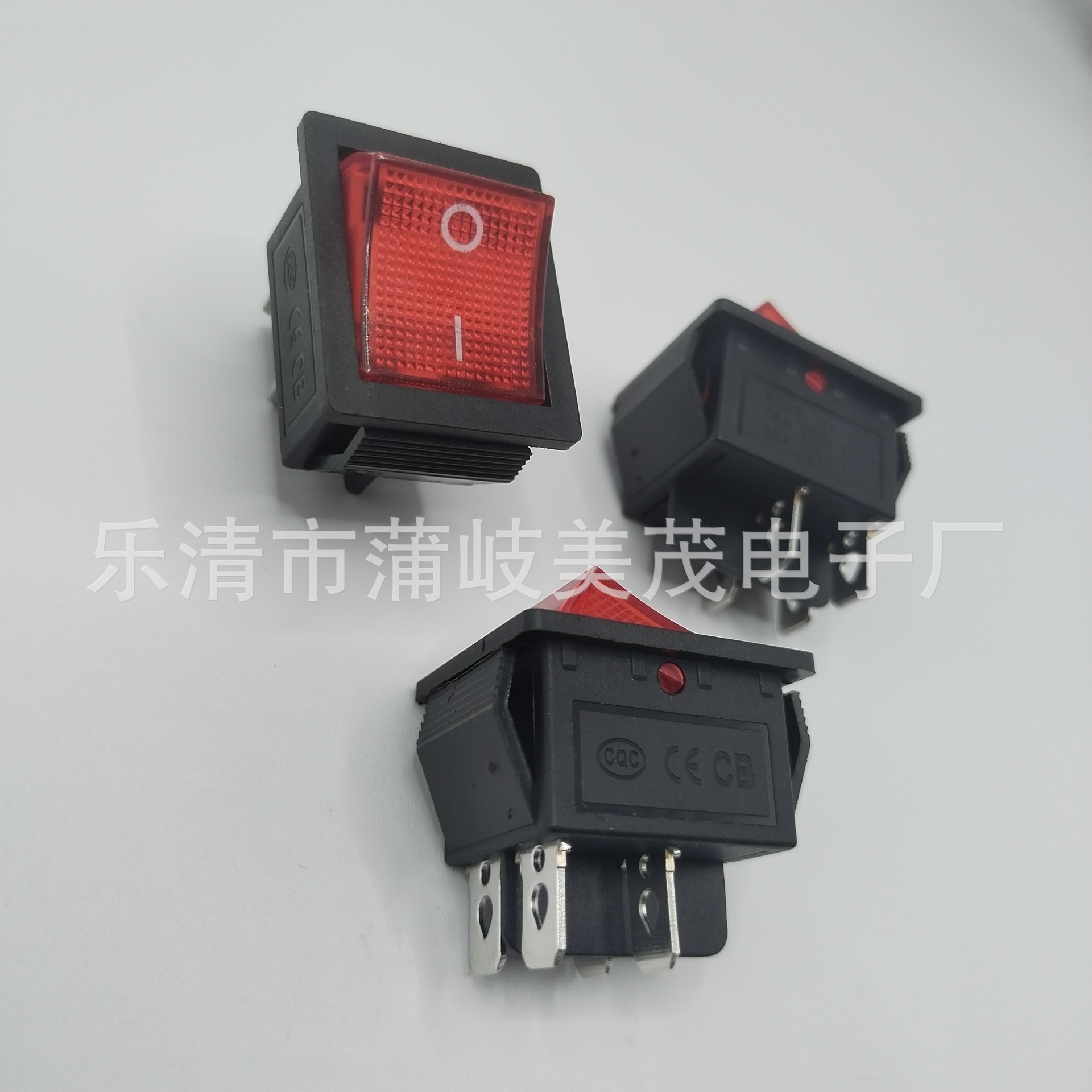厂家批发带灯红色电源开关KCD4四脚2两档带灯红色16A250V取暖开关