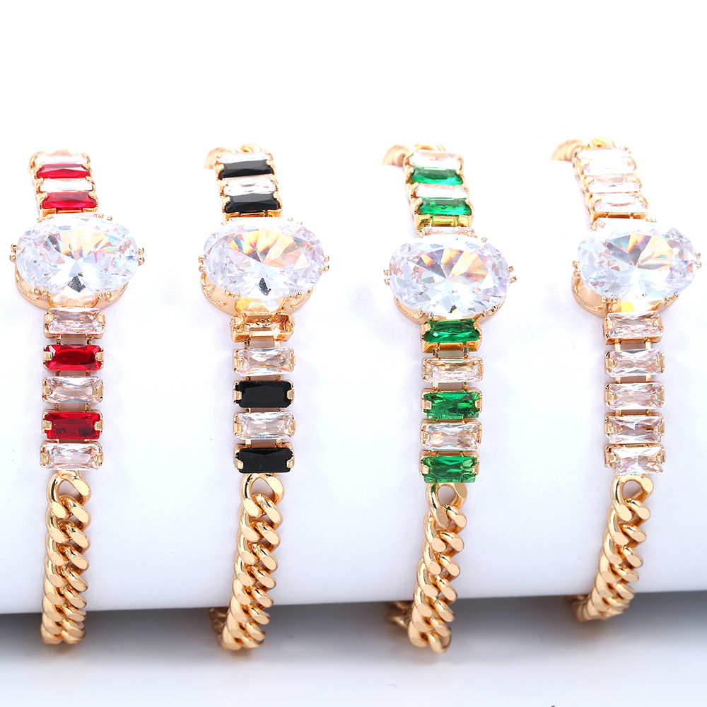 Retro Geometric Copper Plating Zircon Bracelets 1 Piece