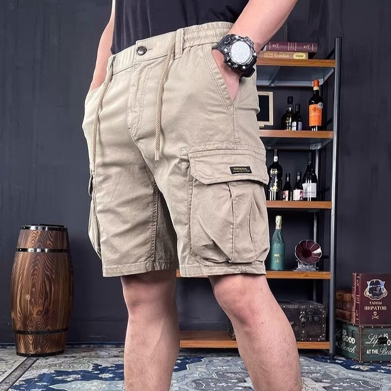 Trendy Multi-Pocket Loose Cargo Shorts for Men, Summer Export Sports Casual Knee-Length Shorts, Trendy Brand Simple Pants