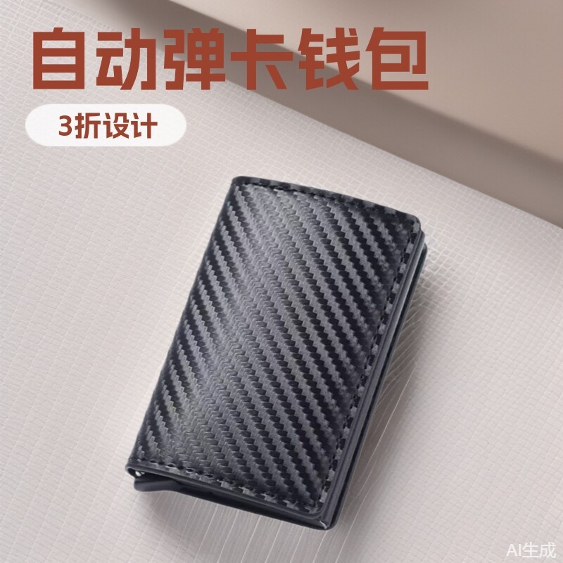 2026 Cross-Border Men's Wallet Ultra-Thin Carbon Fiber Card Holder Automatic Card Ejector Aluminum Alloy Bank Card Holder