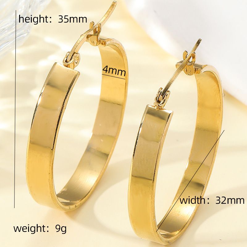 Geometric, Solid Color Pattern Women's Gender 1 Pair Casual Simple Style Geometric Solid Color Plating Titanium Steel Earrings