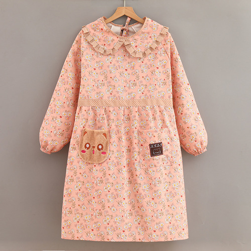 Korean Style Fashion Canvas Long Sleeve Apron for Adults (Unisex) - Anti-Stain Cover, Durable Kitchen Apron with Thicken and Lengthen Back Wear