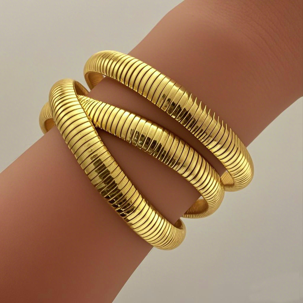 Moda transfronteriza europea y americana, brazalete de hueso de serpiente de hilo retro creativo, personalidad de nicho, joyería de anillo simple elástica