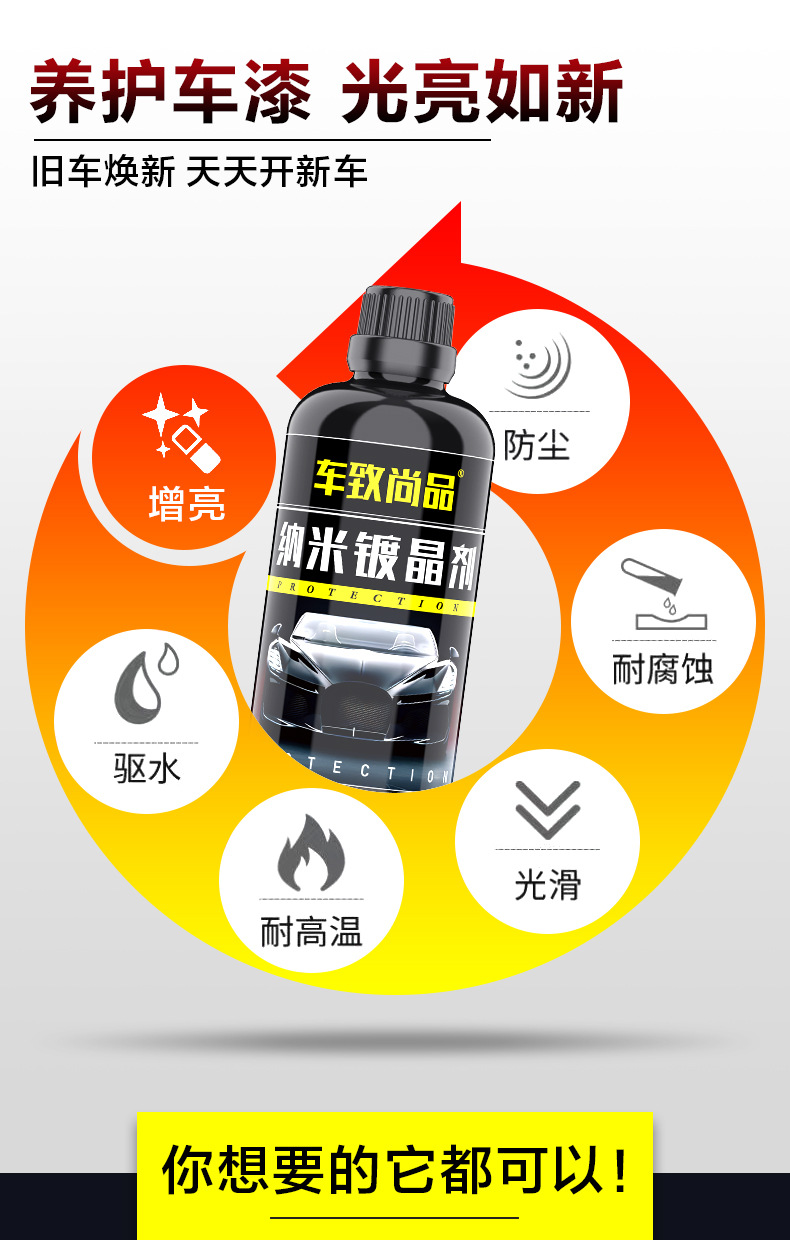 Car Crystal Coating Kit Liquid Glass Anti-Scratch Water-Repellent Nano Crystal Sulfur Crystal Car Paint Spray Coating Agent for Paint Surface