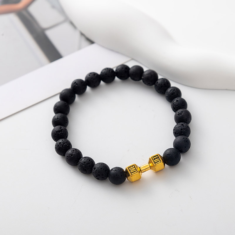 Hip-Hop Geometric Letter Alloy Volcanic Rock Unisex Bracelets display picture 5