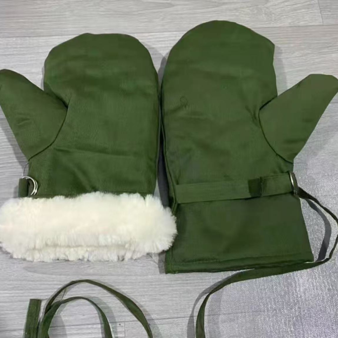 羊毛皮劳保 两指手套