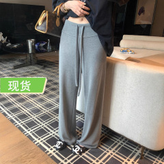 欧阳抽绳垂感阔腿裤女裤子秋季小个子显瘦休闲裤运动裤女卫裤