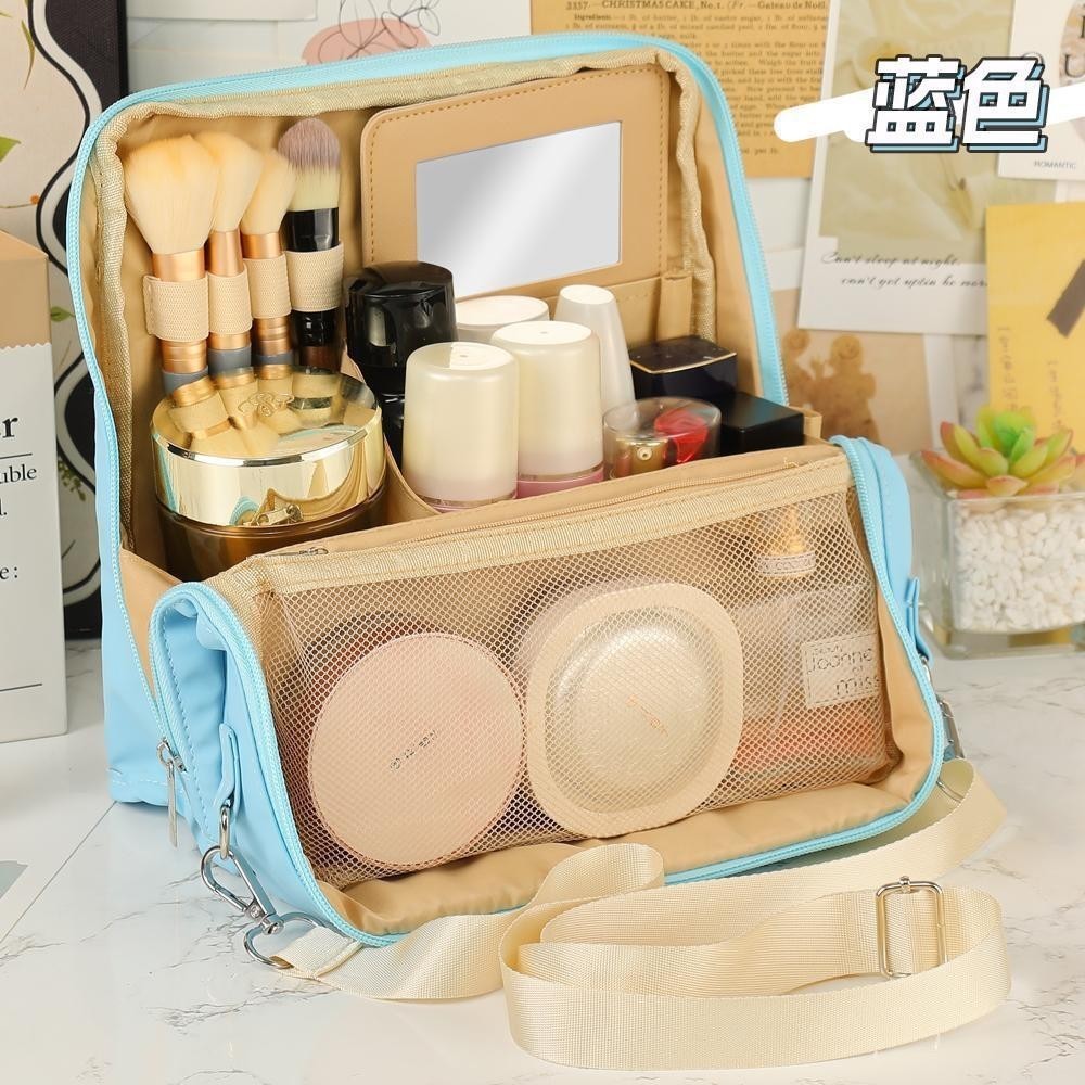 Bolsas de maquillaje de gran capacidad bolsas de lápiz bolsas de maquillaje cepillo portátil con bolsas de almacenamiento de espejo personalizadas
