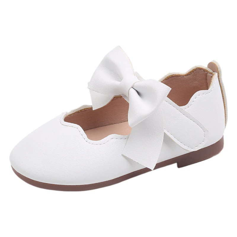 Детская Маленькая кожаная обувь с квадратным носком, модные туфли на плоской подошве с бантом для девочек, однотонная обувь принцессы, танцевальная обувь с мягкой подошвой