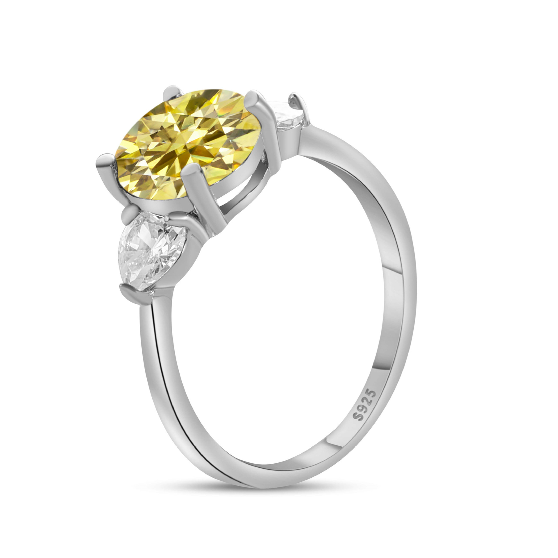 Anillo de piedra de color 3CT de plata esterlina S925 cinturón de plata GRA Certificado de comercio electrónico transfronterizo anillo de mujer de venta caliente