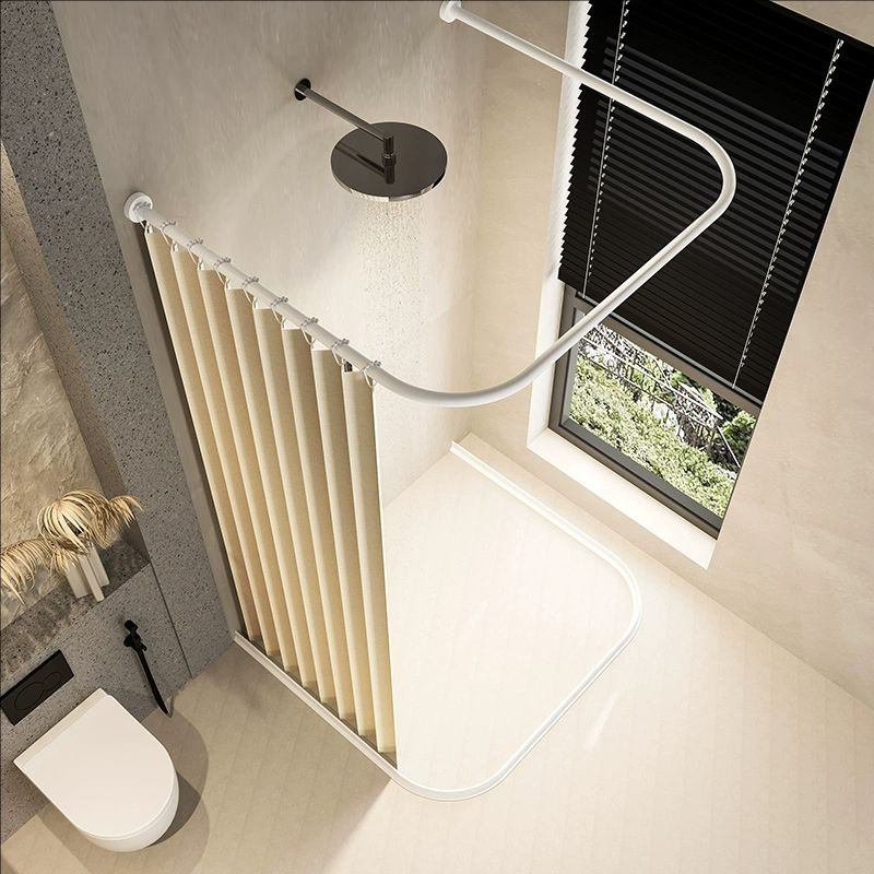 U-shaped folding shower curtain suit non-perforated bathroom curved partition curtain wet and dry separation toilet waterproof curtain