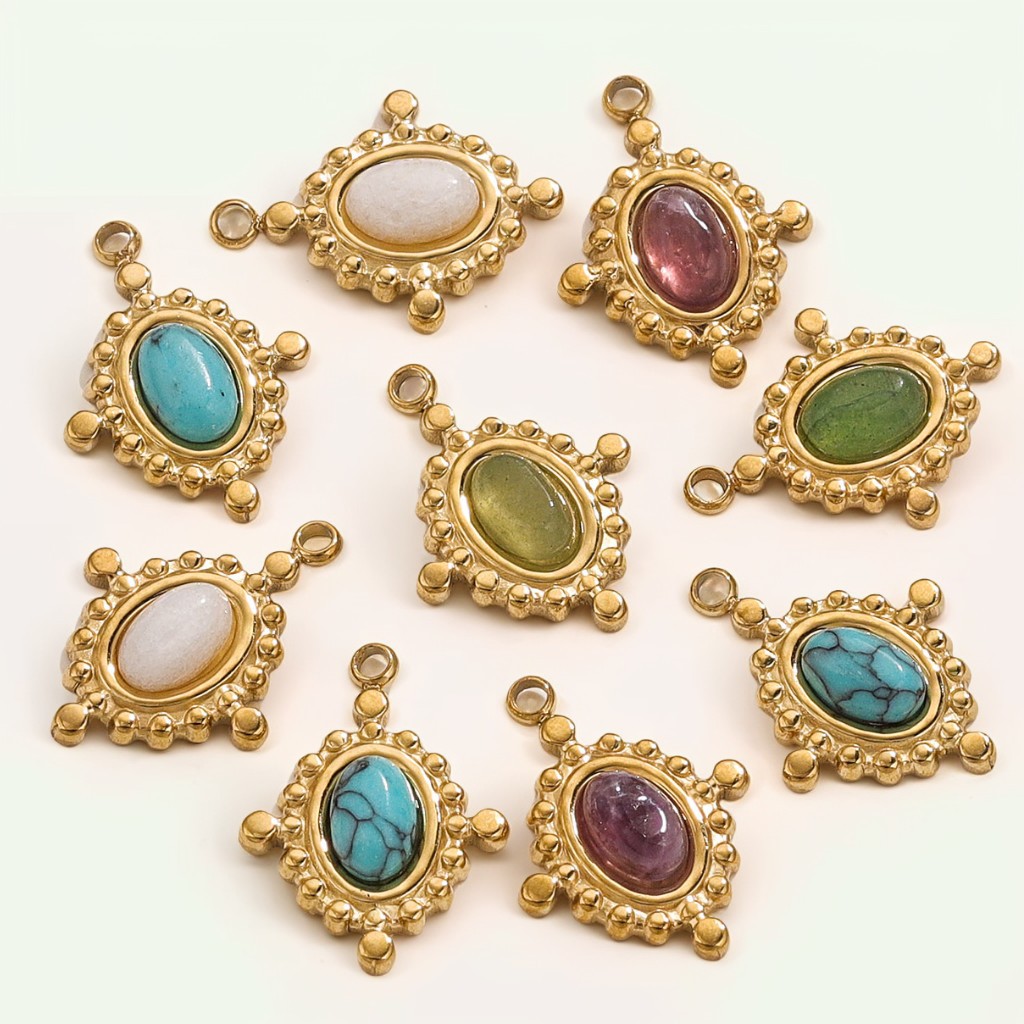 Europa y los Estados Unidos retro elíptico turquesa damas lujo ligero nicho de diseño de alta sensación de orejas collar colgante