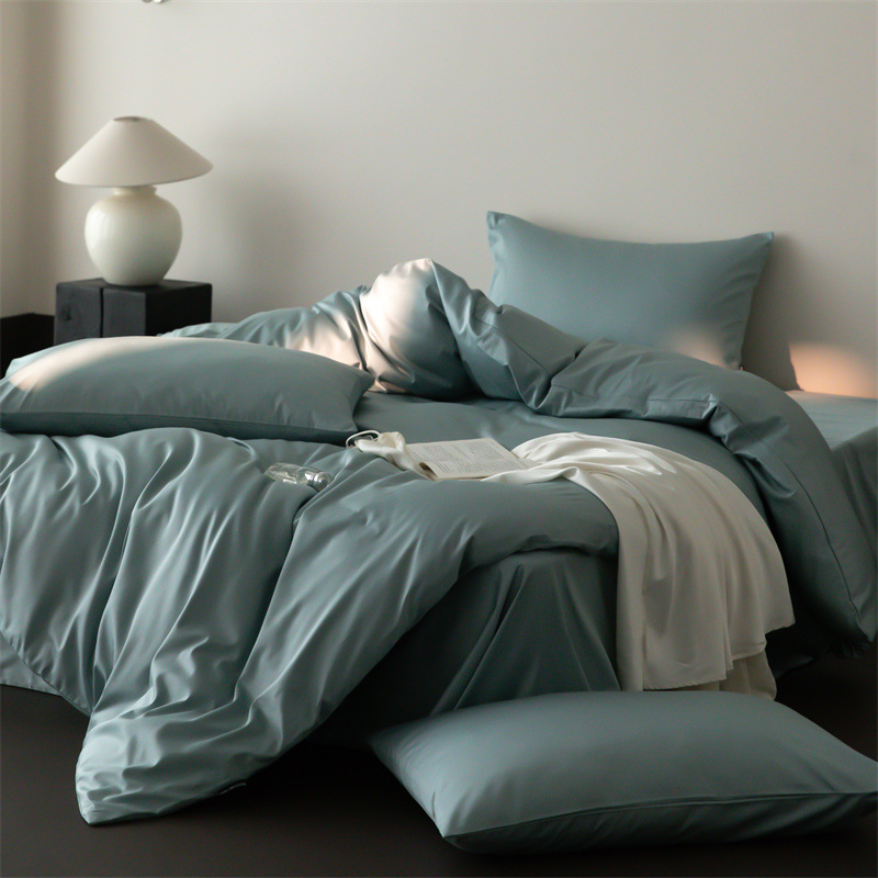 Cuatro estaciones Nantong algodón conjunto de cuatro piezas de color sólido lujo ligero alto sentido 60 algodón de lana larga delgado lujo ligero