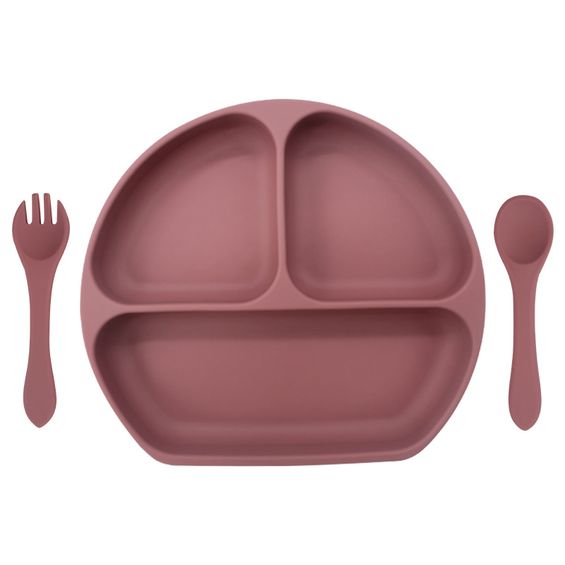 깊은 핑크 (웃는 접시 실리콘 포크 스푼 380g)